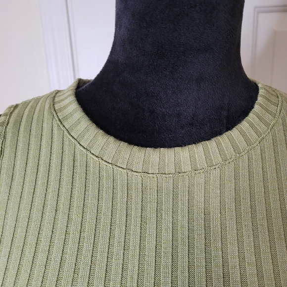 Nine West Woman's Ribbed Crewneck Midi Dress Sage - NWT Large - Picture 4 of 8